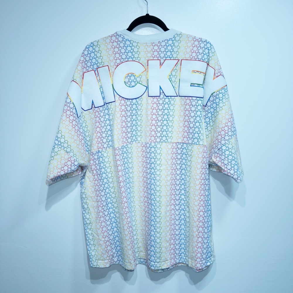 New Disney Parks White Mickey Mouse Rainbow Pride Unisex Spirit Jersey Size XXL - Picture 5 of 6